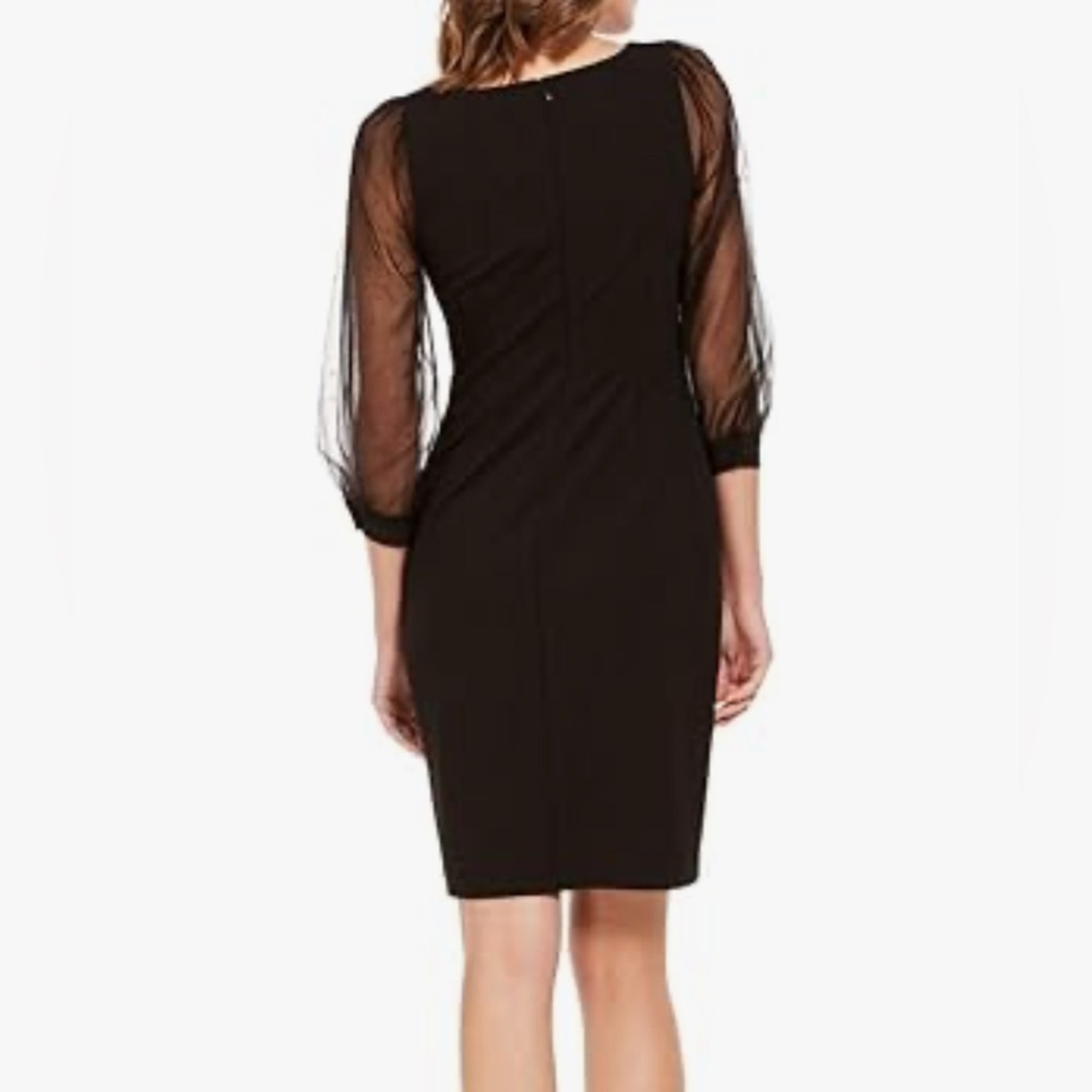 NWT Calvin Klein Black Sheath Dress with Bishop Sleeves and Square Neck - Picture 2 of 6